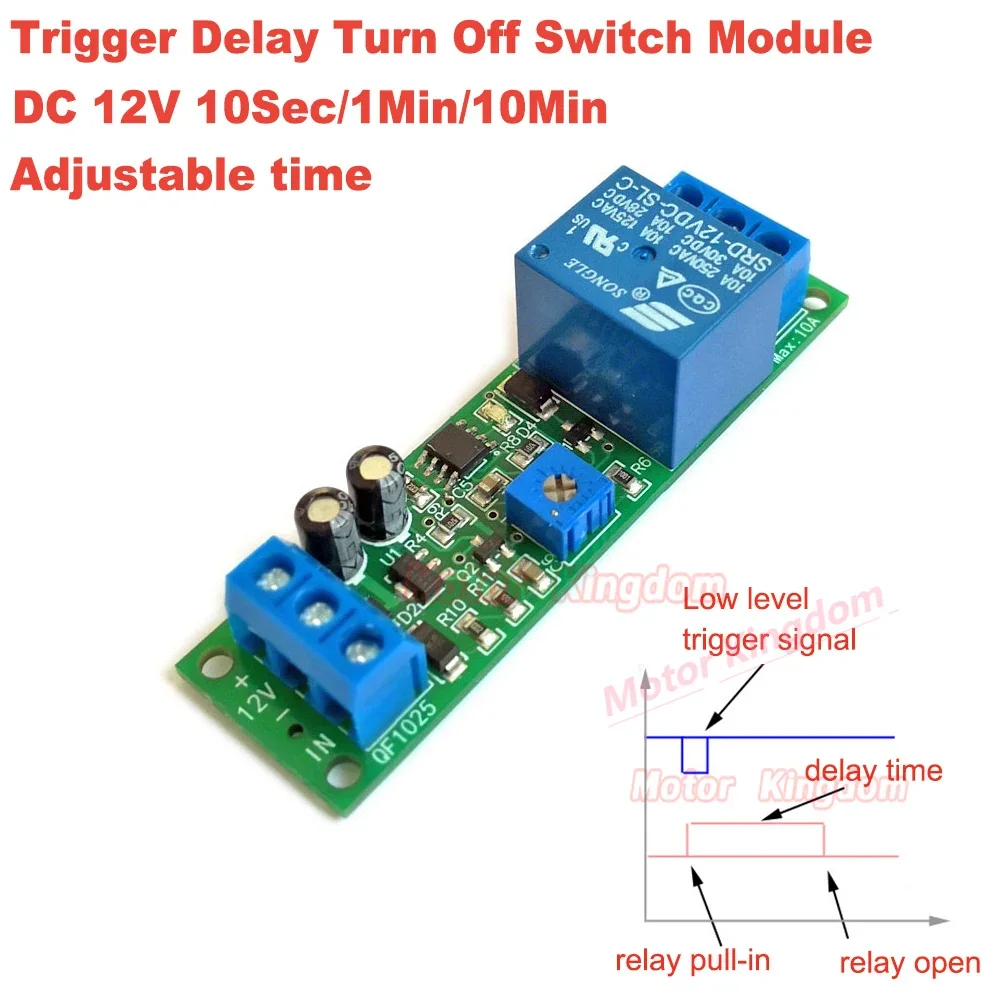 DC 12V Signal Trigger Relay delay time Turn Off on Timer Control Switch Module Adjustable 0-10S/60S/10M