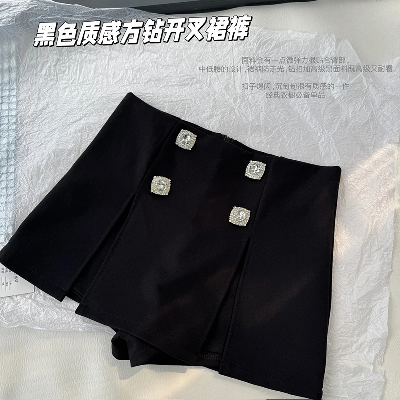 

Summer Women Sexy Split Shorts Skirt Korean High Waist Office Ladies Mini Skirt Fashion Casual Black A Line Skirts