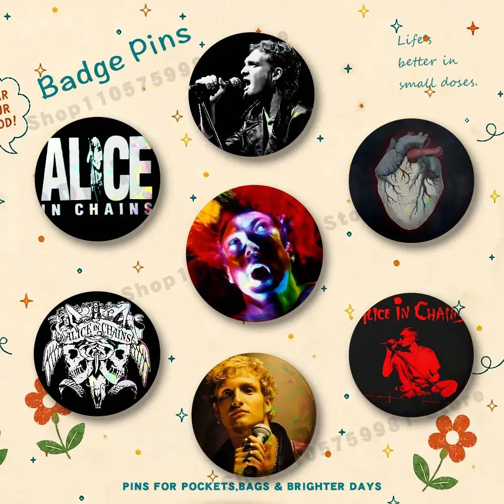Layne Staley Alice in C-Chains Badges Cartoon Character Pins Brooch for Bag Shoes Decoration Jewelry Gifts