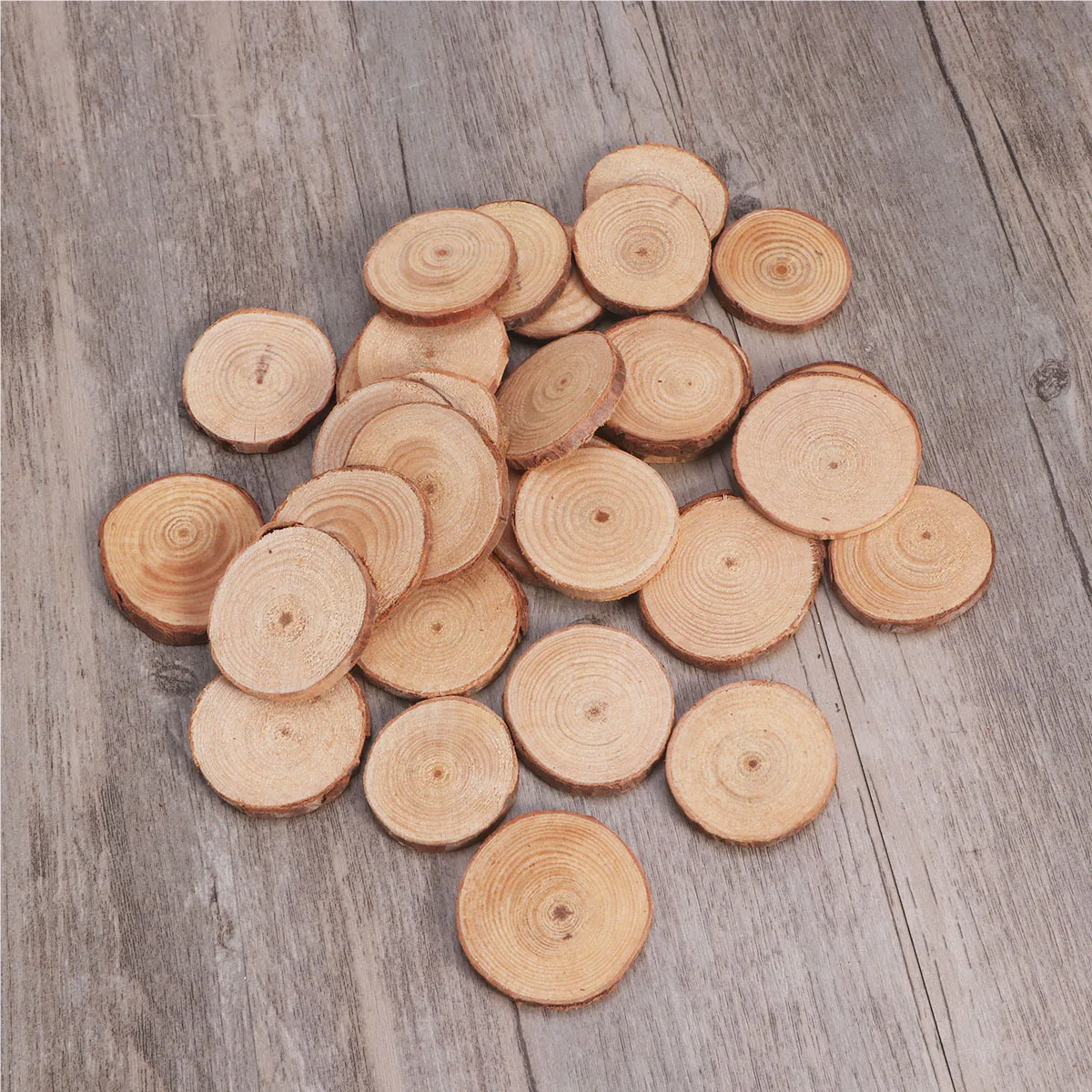 

30Pcs Natural Round Wood Slices Polished 35-45Mm Log Discs DIY Wedding Craft Decoration Wood Slices Log Discs Mini Sliced Logs