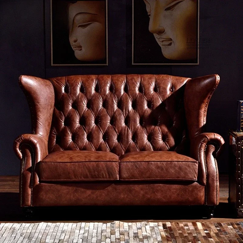 

Sofa industrial style personalized hotel bar retro pull buckle sofa living room sofa combination