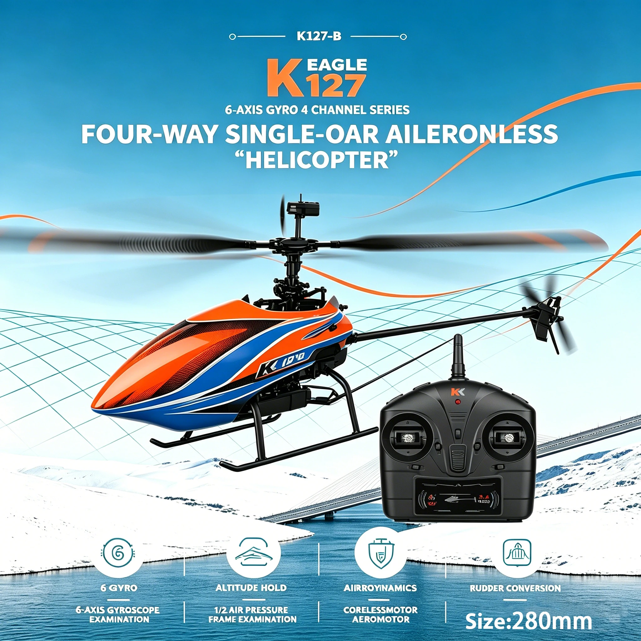 

Wltoys XK K127 RC Helicopter With 6-axis Gyro Stabilized Altitude Hold 4 Channel RTF Aircraft RC Toy for Adults Kids RC Planes