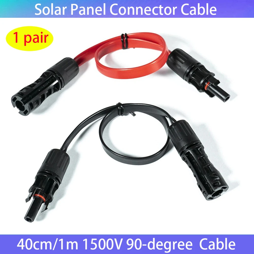 1pair 40cm/1m 1500V 90-degree Super Flat Solar Flexible Cable Solar Panel Connector Wire Bending Photovoltaic Extension Cable