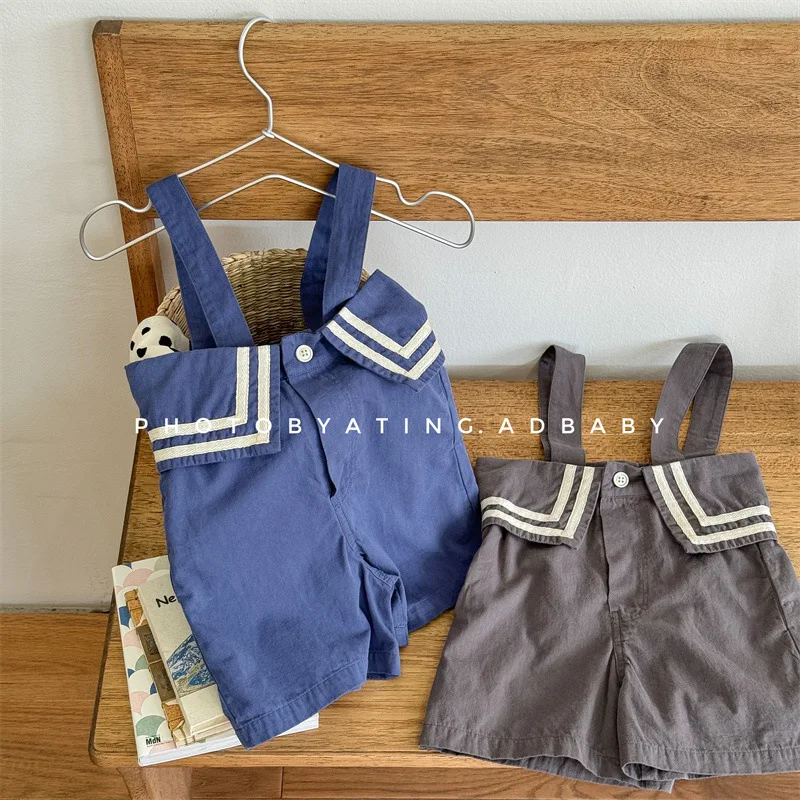 

2024 Summer New Baby Girls Sleeveless Jumpsuit Cotton Kids Solid Casual Overalls Children Loose Bib Pants Toddler Strap Shorts