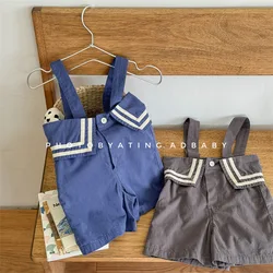 2025 Summer New Baby Girls Sleeveless Jumpsuit Cotton Kids Solid Casual Overalls Children Loose Bib Pants Toddler Strap Shorts