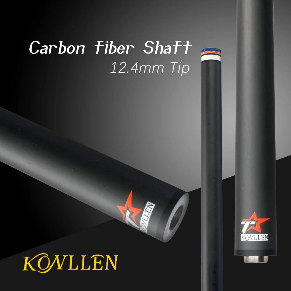 KONLLEN-Carbon Fiber Pool Cue Stick, Single Shaft, Multiple Joints, Navigator Tip, Black Technology, 12.4mm