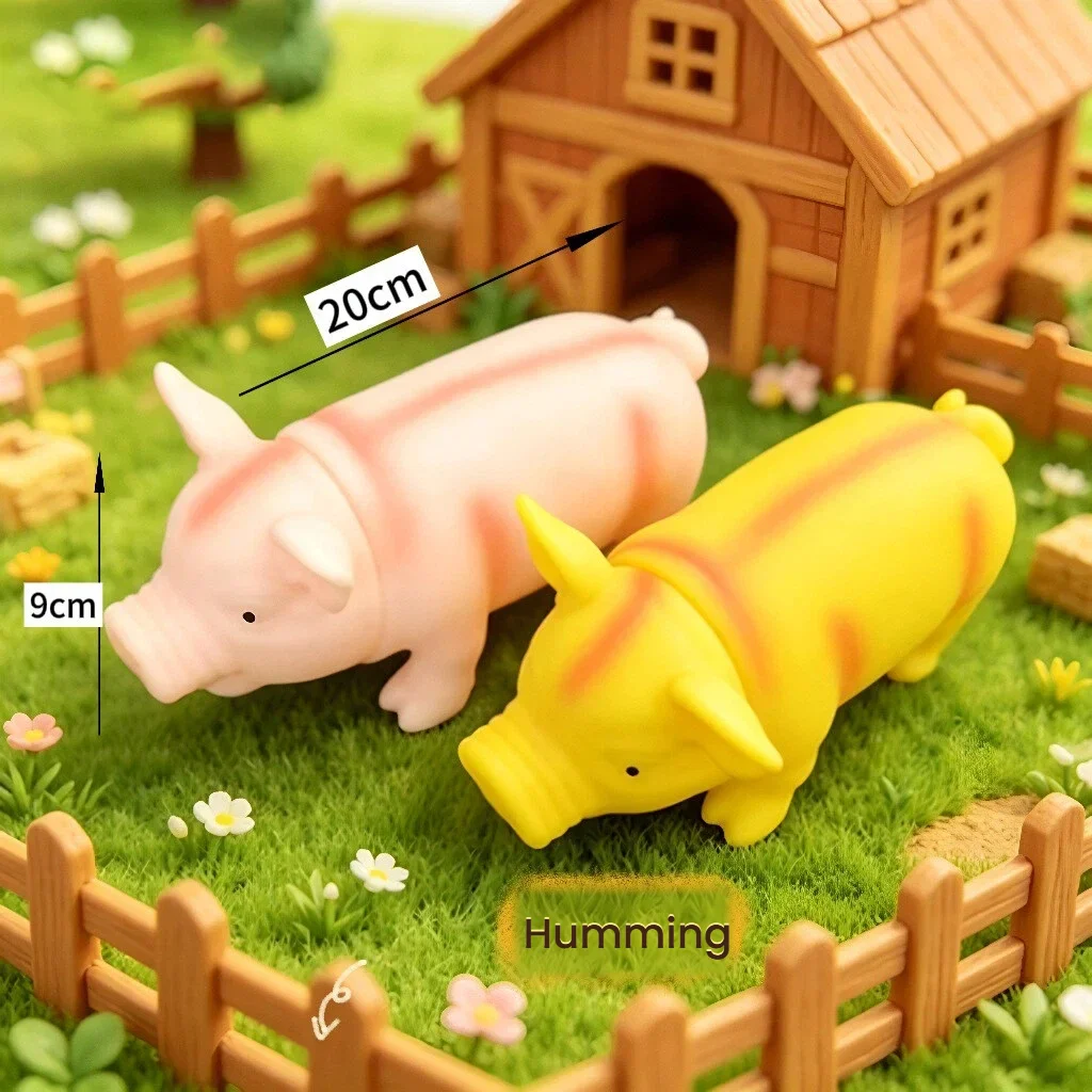 Squishy Pig Stress Relief Toy - Soft Rubber Squeaky Animal Figurine Press-to-Make-Sound Decompression Dolls Novelty Gift