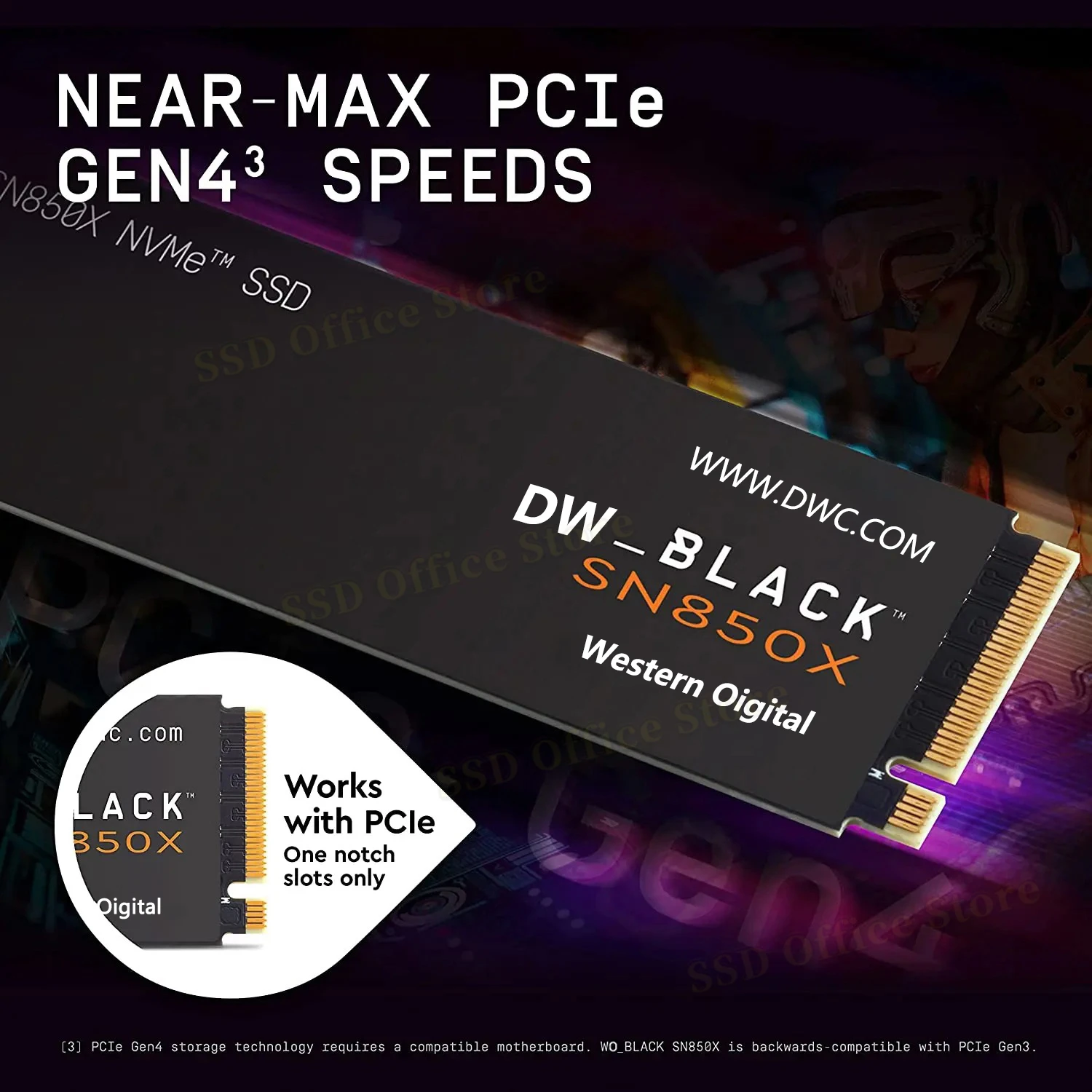 SSD SN850X preto para computador de jogos, Mini PC Notebook, Original, NVMe, PCIe 4.0x4, Leia até 7300 MB/s, 2280, Western