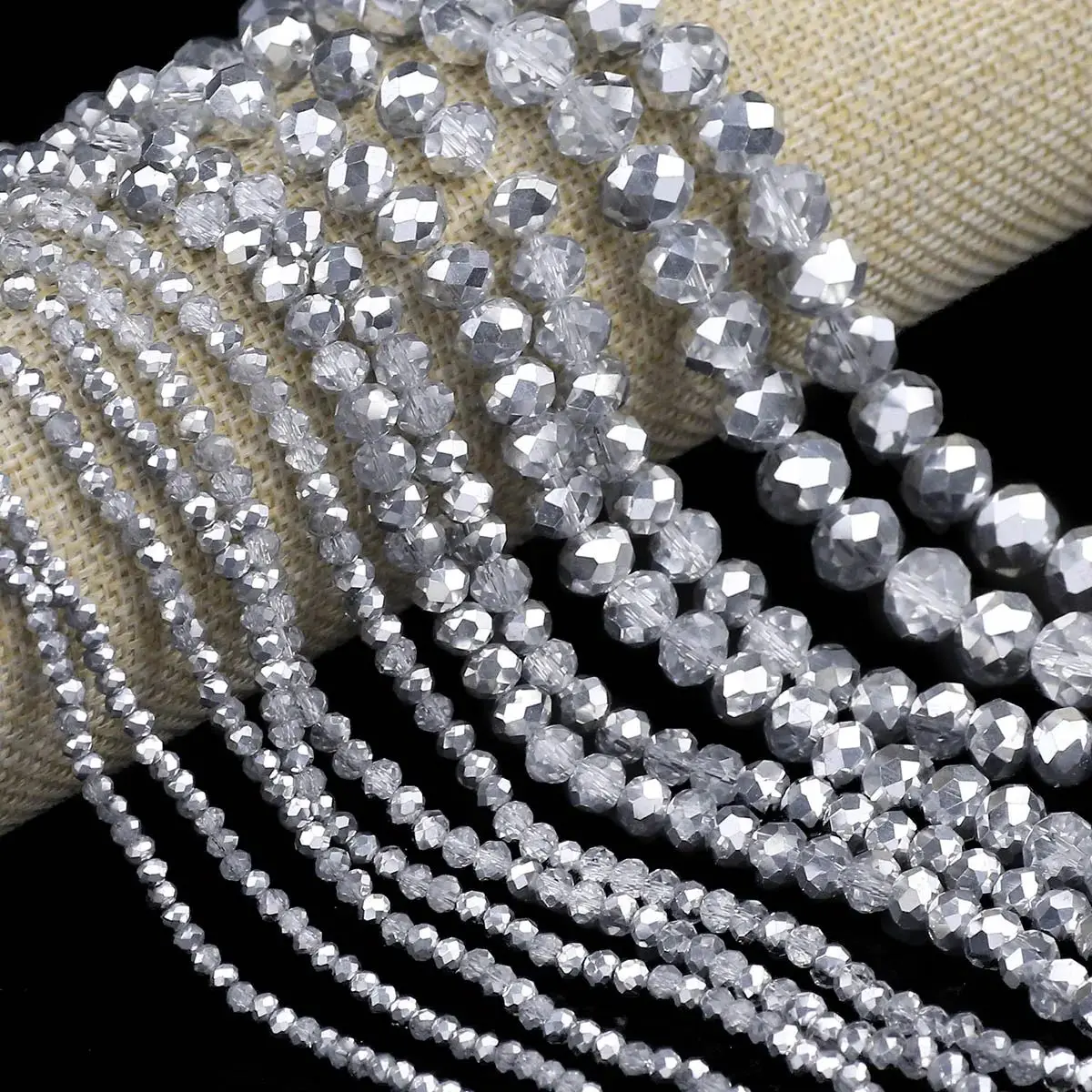 Half Silver Color Transparent Flat Round Austrian Crystal Glass Spacer Loose Beads For Jewelry Making Bracelet Neckalce DIY 2-10