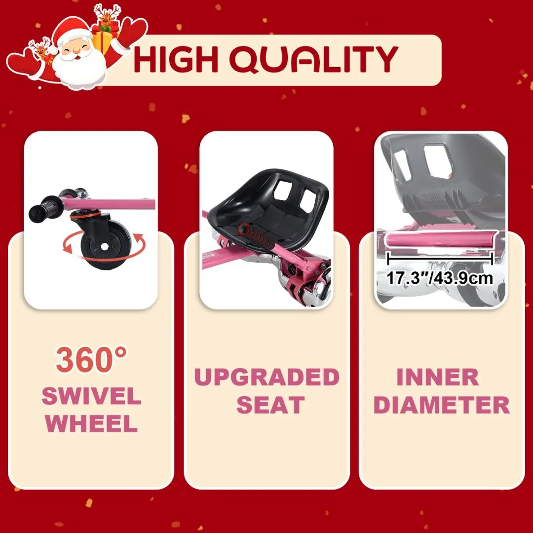 อุปกรณ์เสริมที่นั่งสำหรับโฮเวอร์บอร์ด 2 ชิ้น ใช้ได้กับโฮเวอร์บอร์ดขนาด 6.5 นิ้ว/ 8 นิ้ว/ 10 นิ้ว, รถโกคาร์ทสำหรับเด็กและผู้ใหญ่, อุปกรณ์เสริมสำหรับการทรงตัวอัตโนมัติ