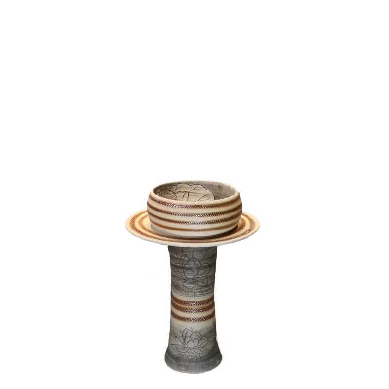 

Carved lotus column basin Floor-to-ceiling integrated washbasin Chinese retro column basin
