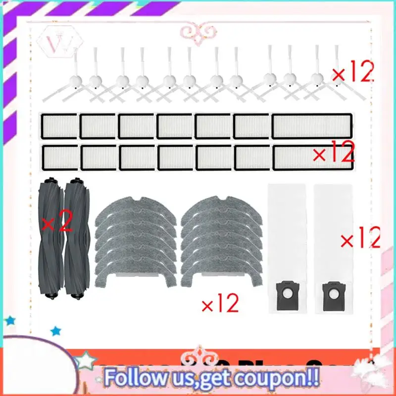 

A50F-Replace Parts Rubber Brush For Dreame D10 Plus Gen 2 RLD32GD Vacuum Cleaner 12X Side Brush Hepa Filter Mop Cloth Dust Bag