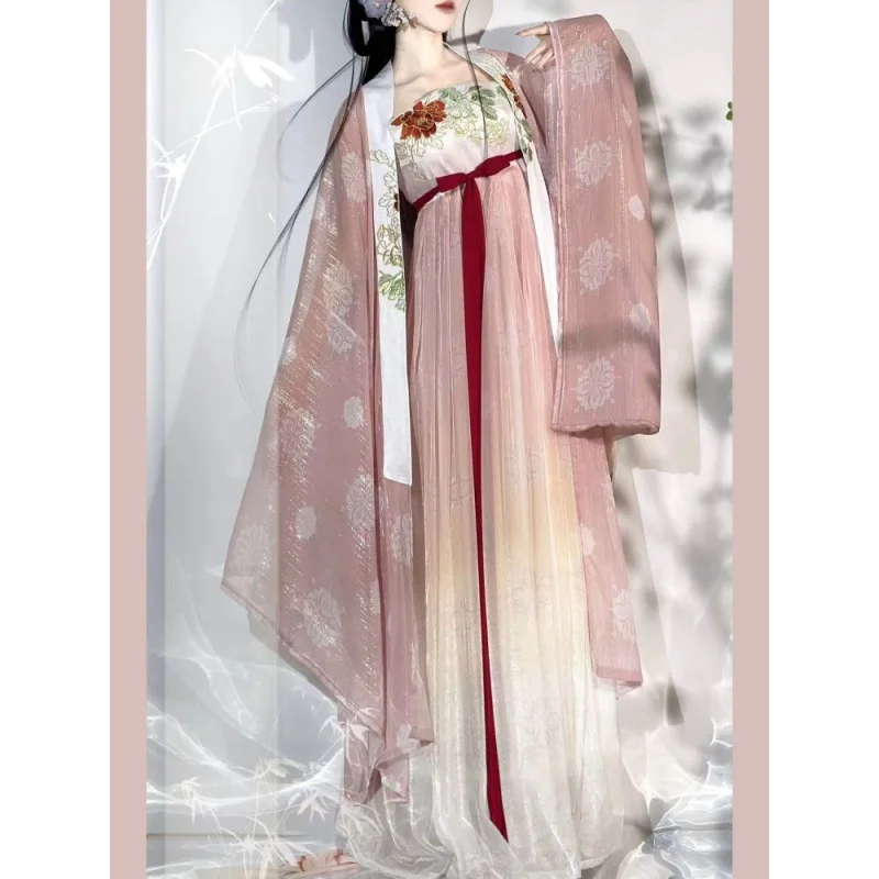 New Hanfu summer chest-length balsam skirt women's embroidered big-sleeved shirt Tang-made ancient fairy