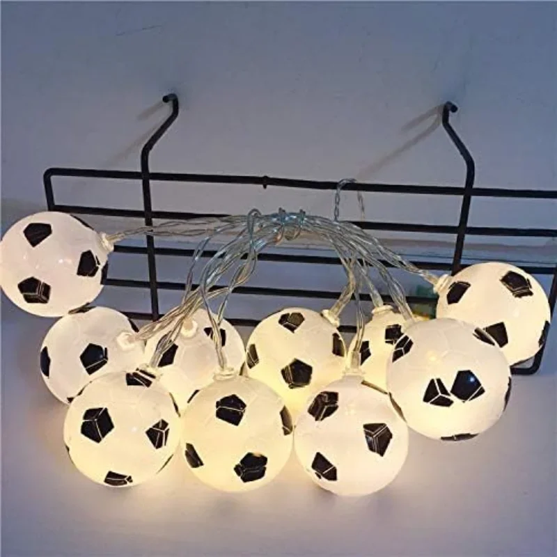 Guirnalda de luces LED con forma de balón de fútbol, luces colgantes decorativas para decoración de fiestas de Carnaval y Navidad, 6M, 40LED