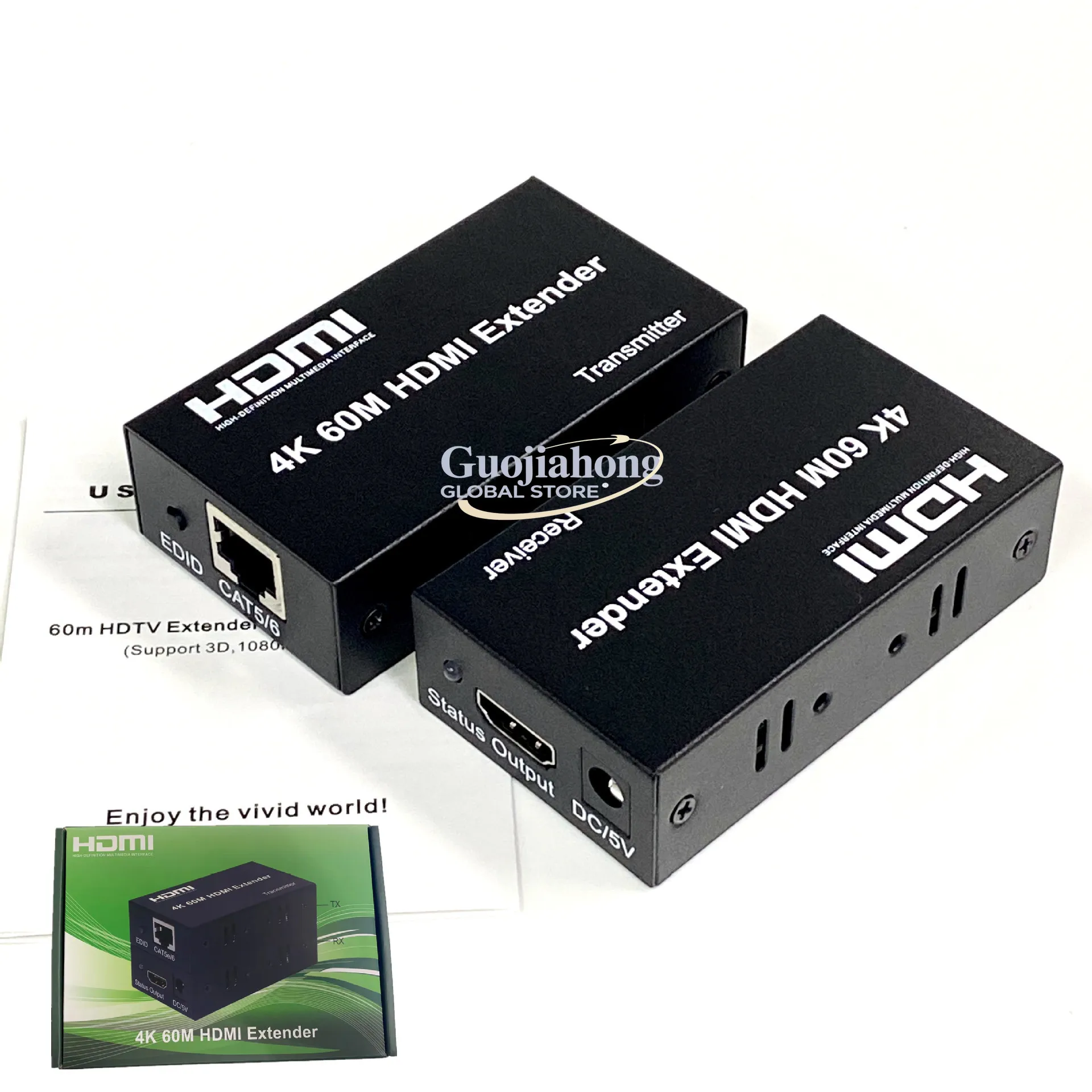 4K 60M   Extender high definition 4K30Hz network cable RJ45 to   60m monitoring, green box