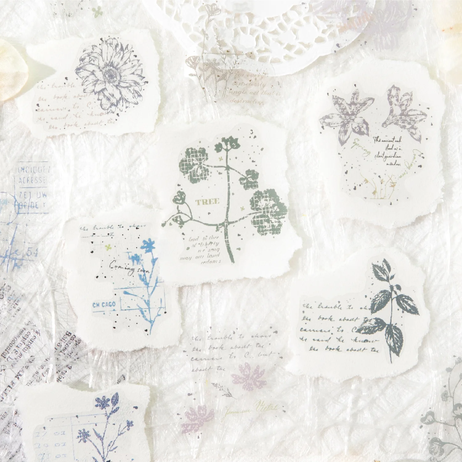 

30pcs/1 lot Sticker Retro Floral Series Plant Text Theme DIY Material Decoration Stickers