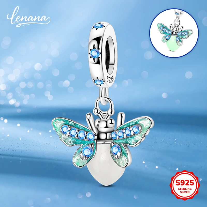 

925 silver blue firefly pendant DIY female charm jewelry accessory gift