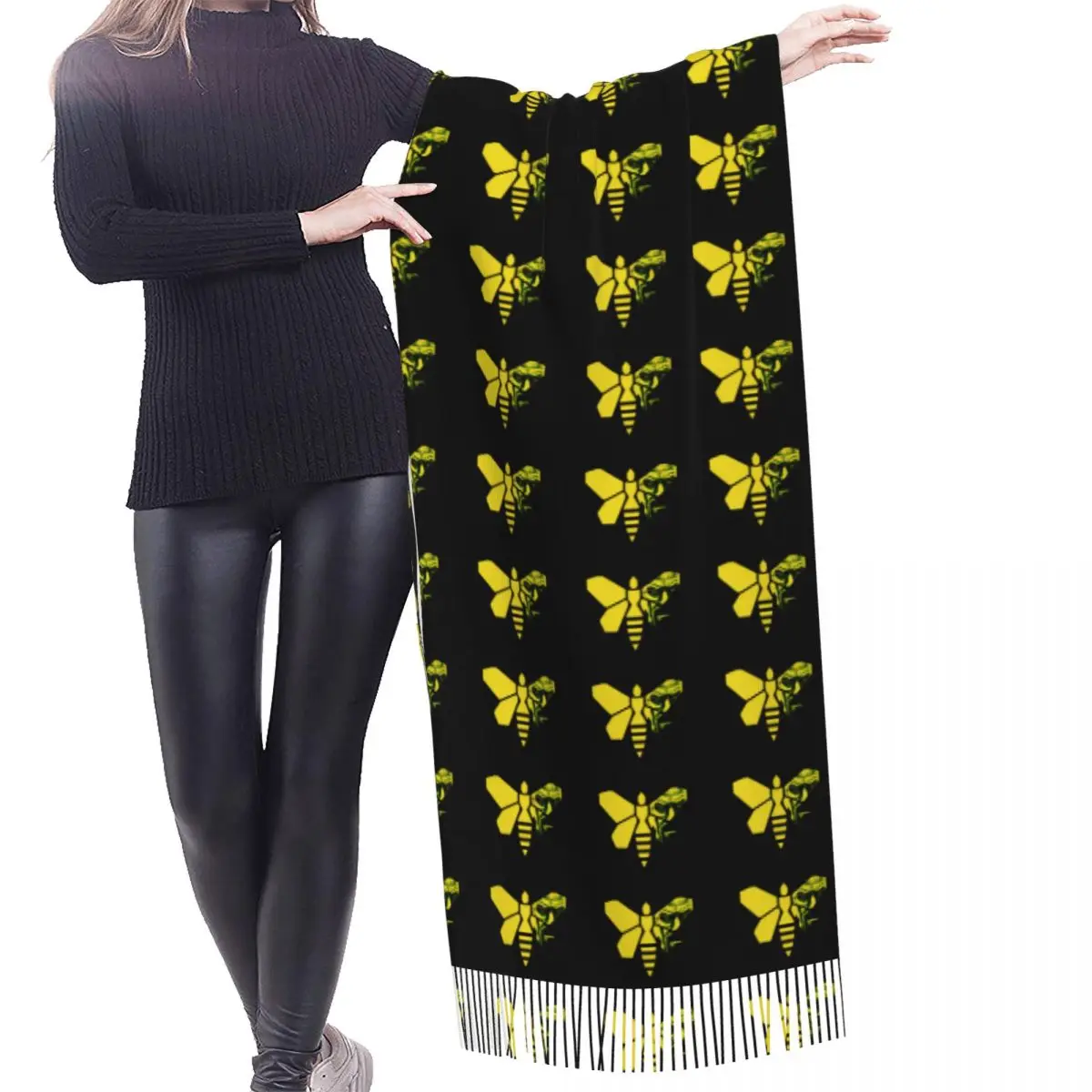 Ladies Long Heisenberg Walter White With Bee Gift Scarves Women Winter Soft Warm Tassel Shawl Wraps Breaking Bad Tv Show Scarf