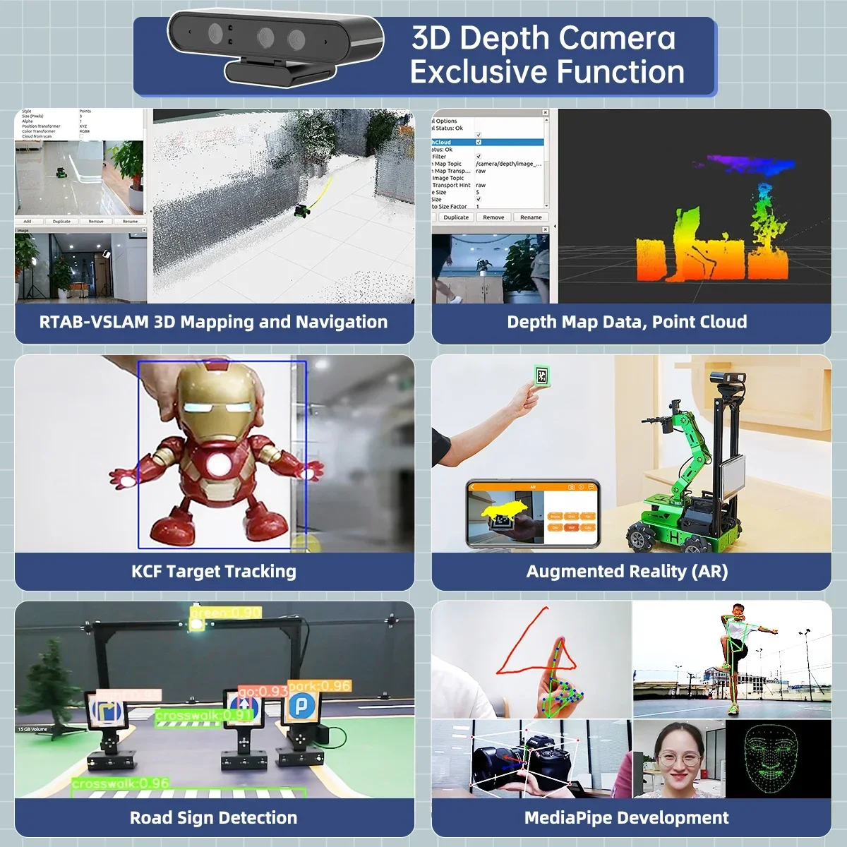 متوفر في المخزون ROS Education Robot JetAuto Pro Mecanum Wheels Vehicle مع ذراع آلي 6DOF يدعم SLAM 3D Depth Vision Trac #3