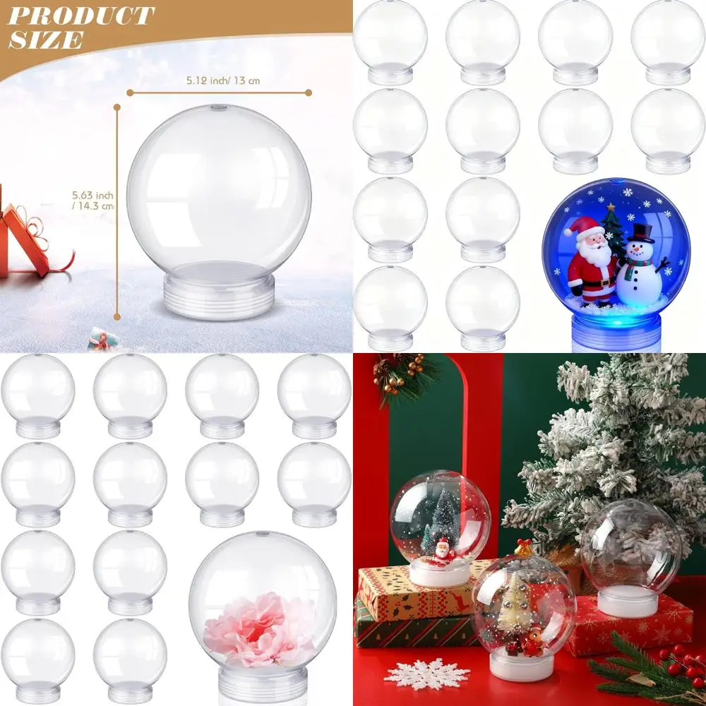

Bulk 12pcs 5 Clear Plastic Fillable Snow Globes for DIY Xmas Crafts and Home Decorations