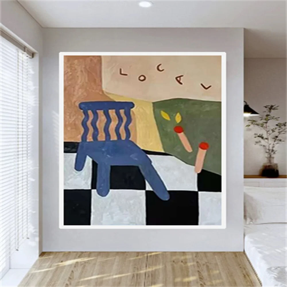 

Home Wall Painting Decor Picture Modern Handmade Abstract Oil Paintings Black And White Lines Geometric Pattern Canvas Painting