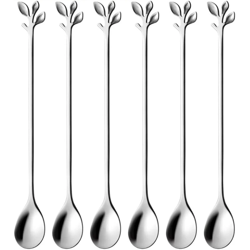 

New Stainless Steel Leaf Coffee Spoon for Creative Tableware Dessert Spoons Stirring Spoons Mixing Spoon Ice Cream Cake Teas