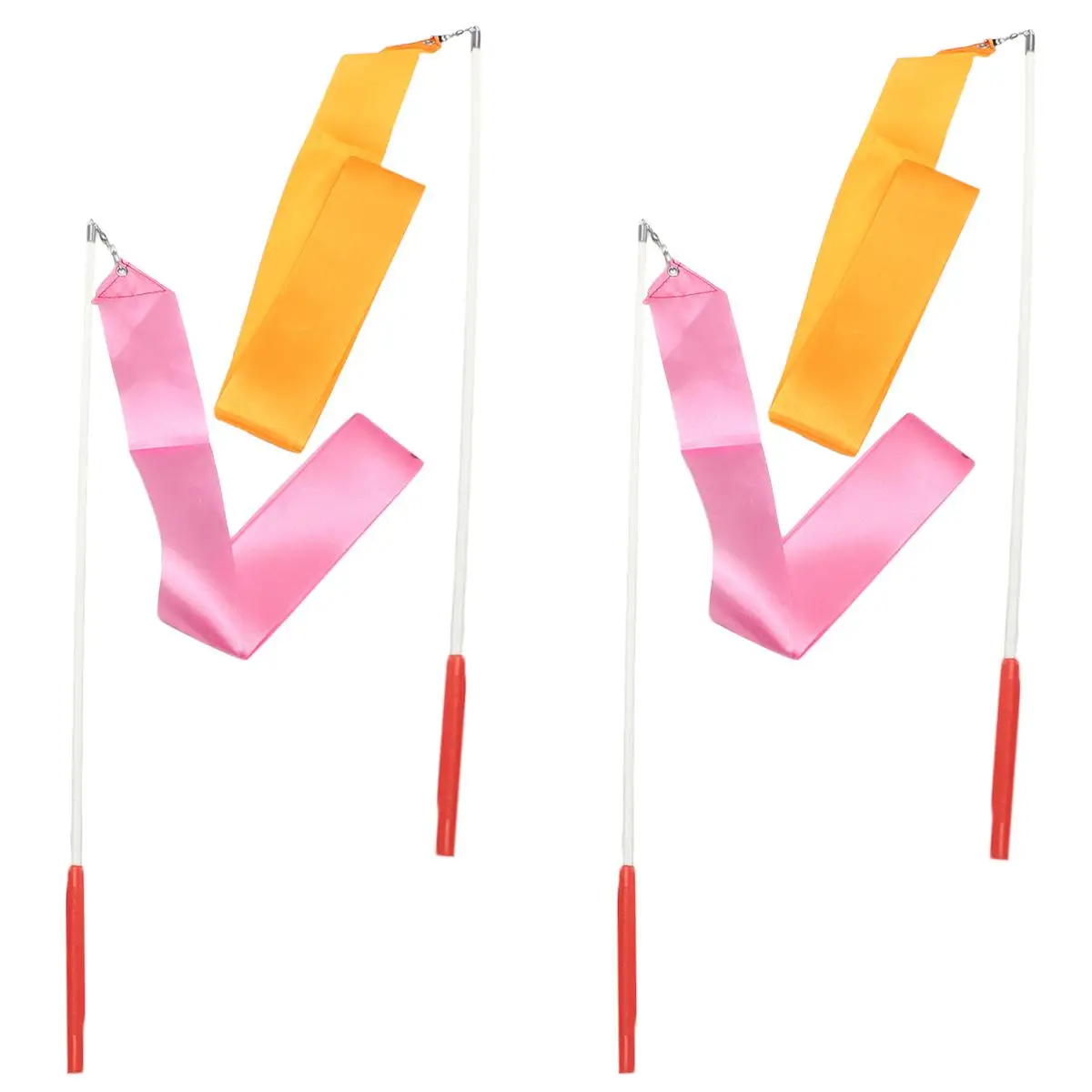 

4 Pcs Dance Ribbon Gym Gymnastics Streamers with Stick Orange Rhythmic Child