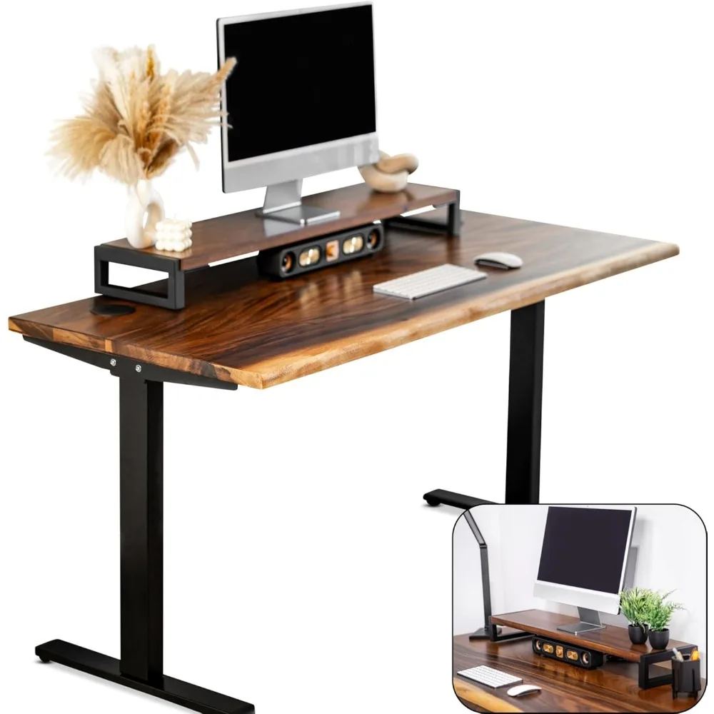 

Стоячий стол с подставкой для монитора — стол из массива орехового дерева, стол с регулируемой высотой в прямом эфире, стол с двумя двигателями для дома