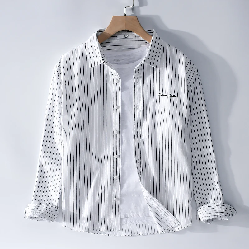 

New Stylish Long-sleeve Casual Striped Cotton Brand Shirts For Men Fashion Comfortable Tops Clothing Camisa Masculina Drop-Ship