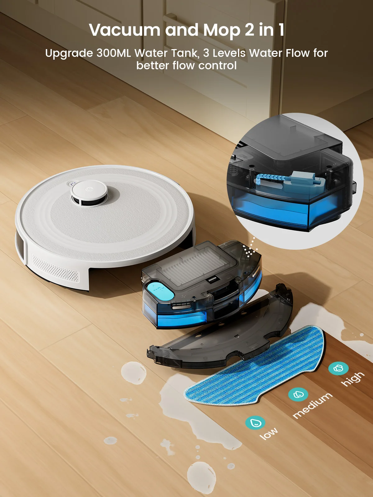 LEFANT M2 Robot Vacuum Cleaner with Mop, 5500Pa Suction,Laser Navigation dToF,  Selected Area Cleaning, Ideal for Pet Hair
