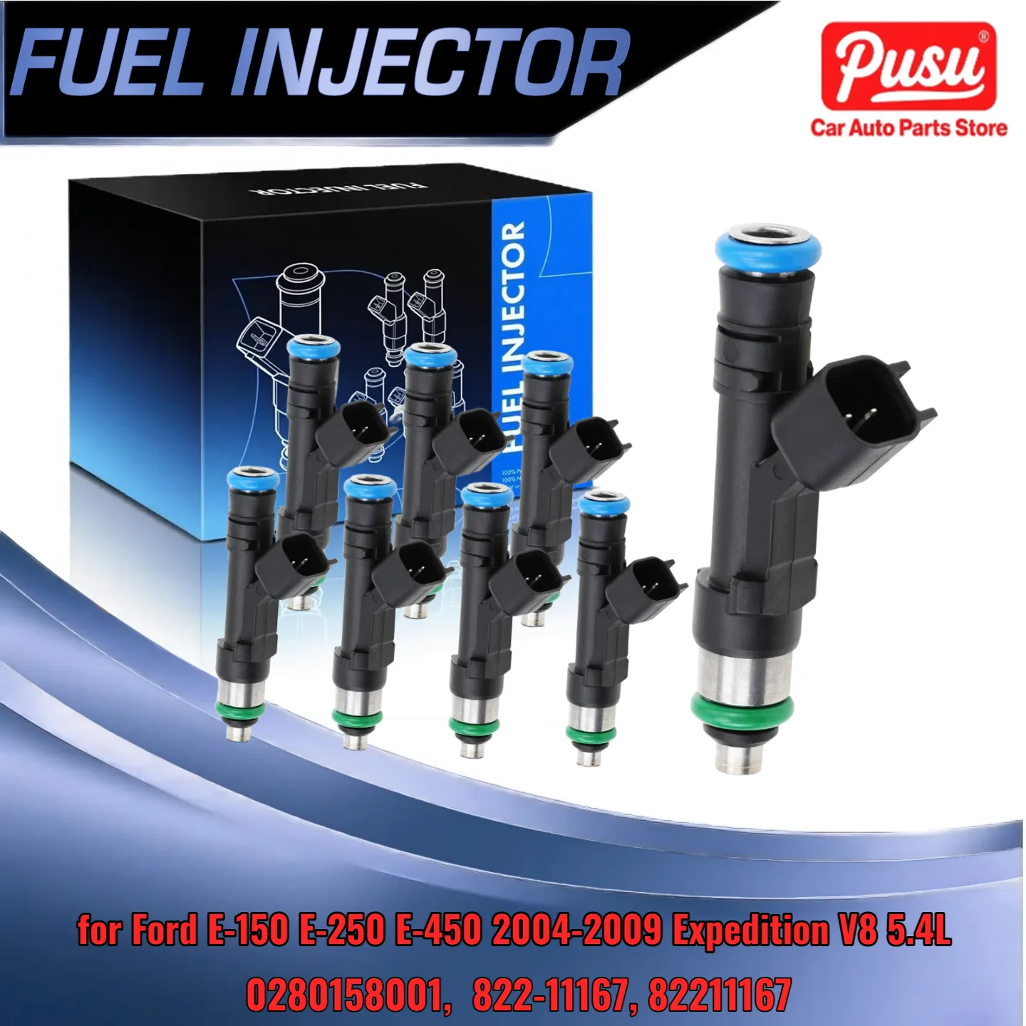 

Set of 8 New Fuel Injectors for Ford E150 E250 E450 Expedition 5.4L V8 2004 2005 2006