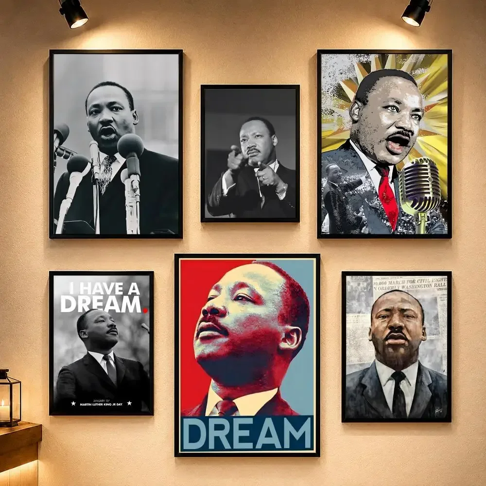 Famous Celebrity M-Martin Luther King Jr.S Poster Vintage Retro Anime Poster Stickers Peel and Stick Wall Art Home Decor