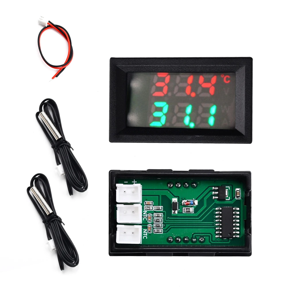 DC4-30V 100cm Digitales DC-Doppelanzeige-Voltmeter-Thermometer-Temperatursensor-Detektor mit NTC 10K 3950 Sonde – Detail 21