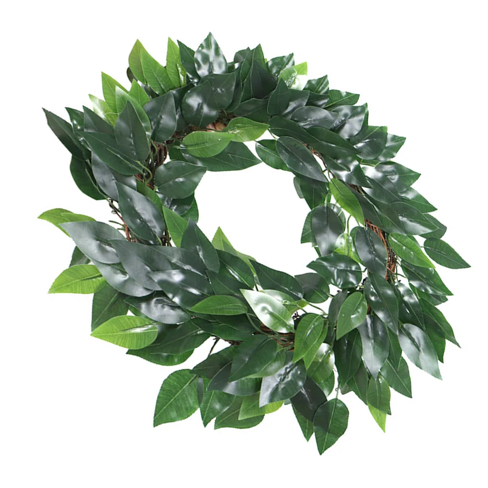 

Banyan Leaf Wreath Artificial Boxwood Imitation Front Door Summer Decoration Outdoor Resin Wreath Adornment Simulation
