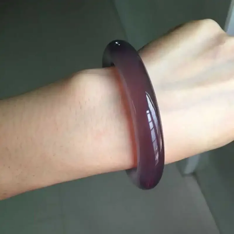 Brazilian Emperor Purple Jade Marrow Round Bar Bracelet Elegant Ladies and Girls Natural Jewelry for Good Health Luxury Bangle