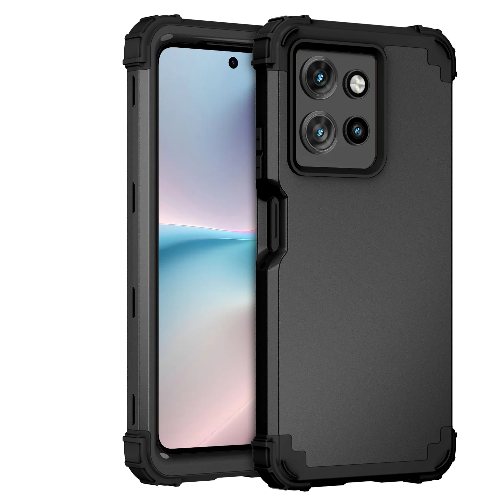 Capa de Telefone 3 em 1 Resistente e Robusta para Motorola Moto G 5G 2025 Power 2026 com Forro de Silicone Macio e Capa Plástica à Prova de Choque