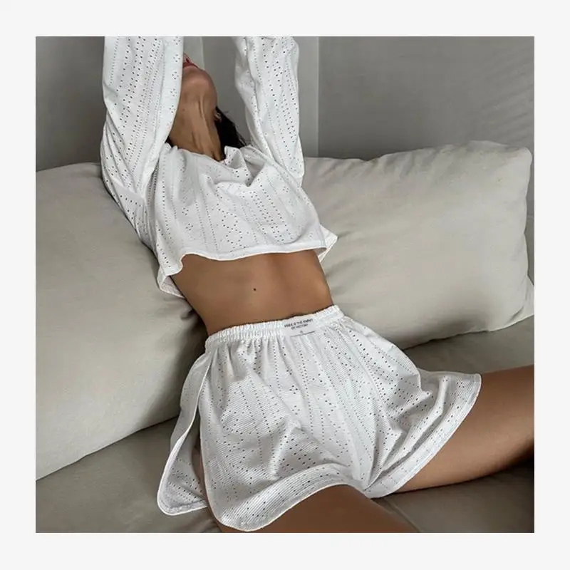 Conjunto de 2 Piezas Casual y Moderno para Mujer, Top y orts, Estilo Princesa, Manga Media, , Forro Polar Cálido, Ropa ...