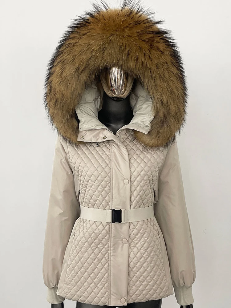 Aynaray 2024 Otoño Invierno mujer chaqueta de plumón de pato Parkas abrigo de piel de zorro abrigo corto acolchado de plumas Mujer