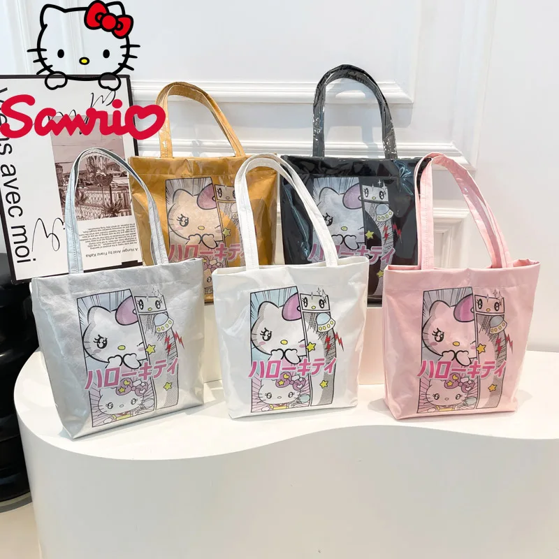 

Hello Kitty новая женская сумка, модная женская сумка высокого качества из ПВХ, женская сумка на плечо с героями мультфильмов, большая вместительная женская сумка для покупок