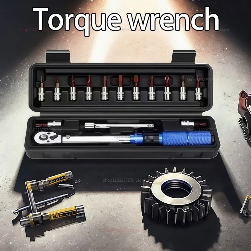 

15Pcs Set Bicycle Torque Wrench Set 1/4" 2-24Nm Dual Direction Bike Allen Key Tool Socket Preset Type Spanner Pro Repair Kit