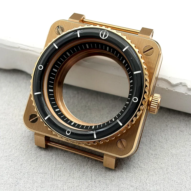 42mm Mod Rose Gold Square SKX007 SRPD Pilots Cockpit Replace Watch Case Crown at 3.0 Fit 7S 4R NH35 Automatic Movement Custom