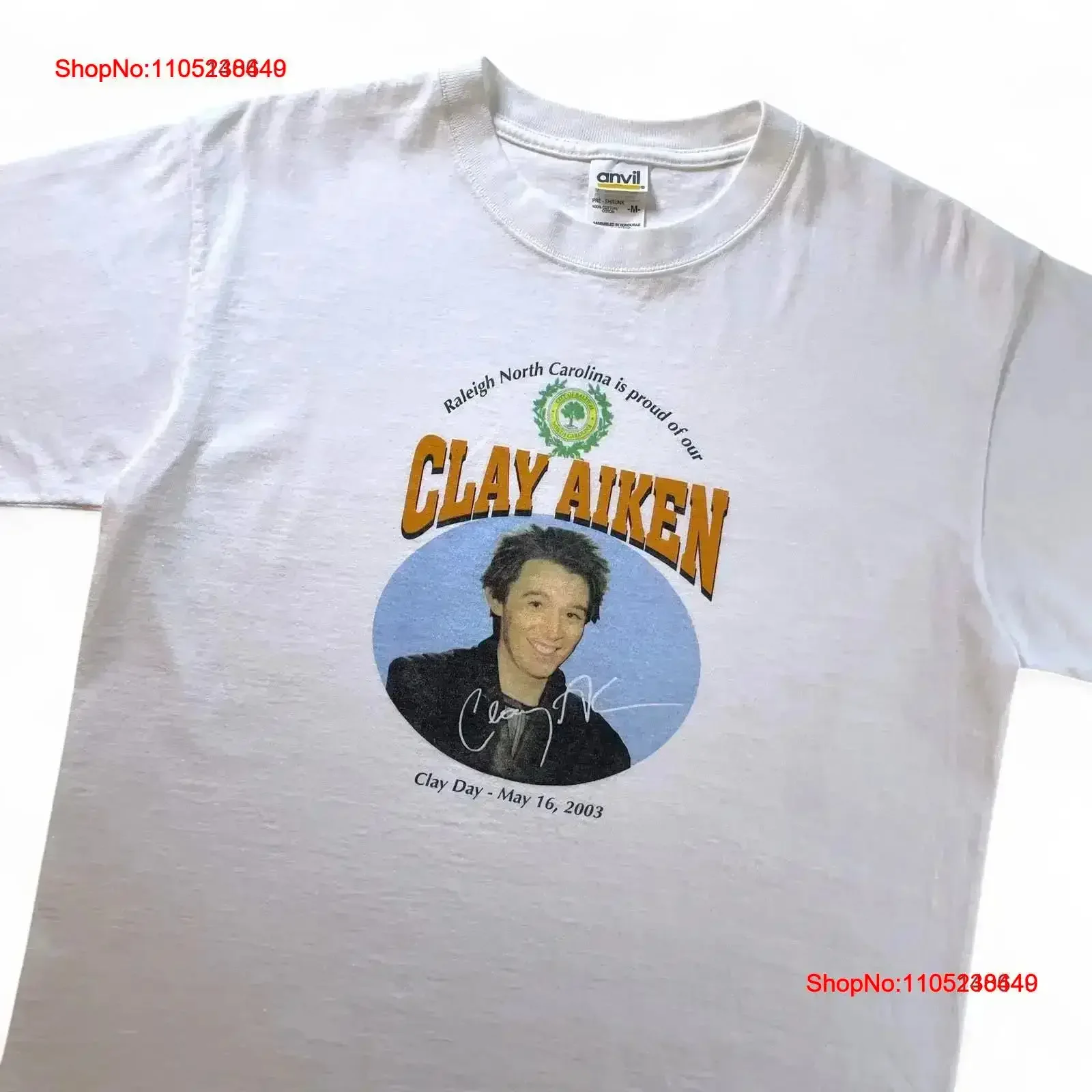

Футболка Vtg Y2K Clay Aiken American Idol 2003, поп-музыка, фанатский клуб, наковальня, белый, Sz Med, винтажная, стильная, уличная, винтажная