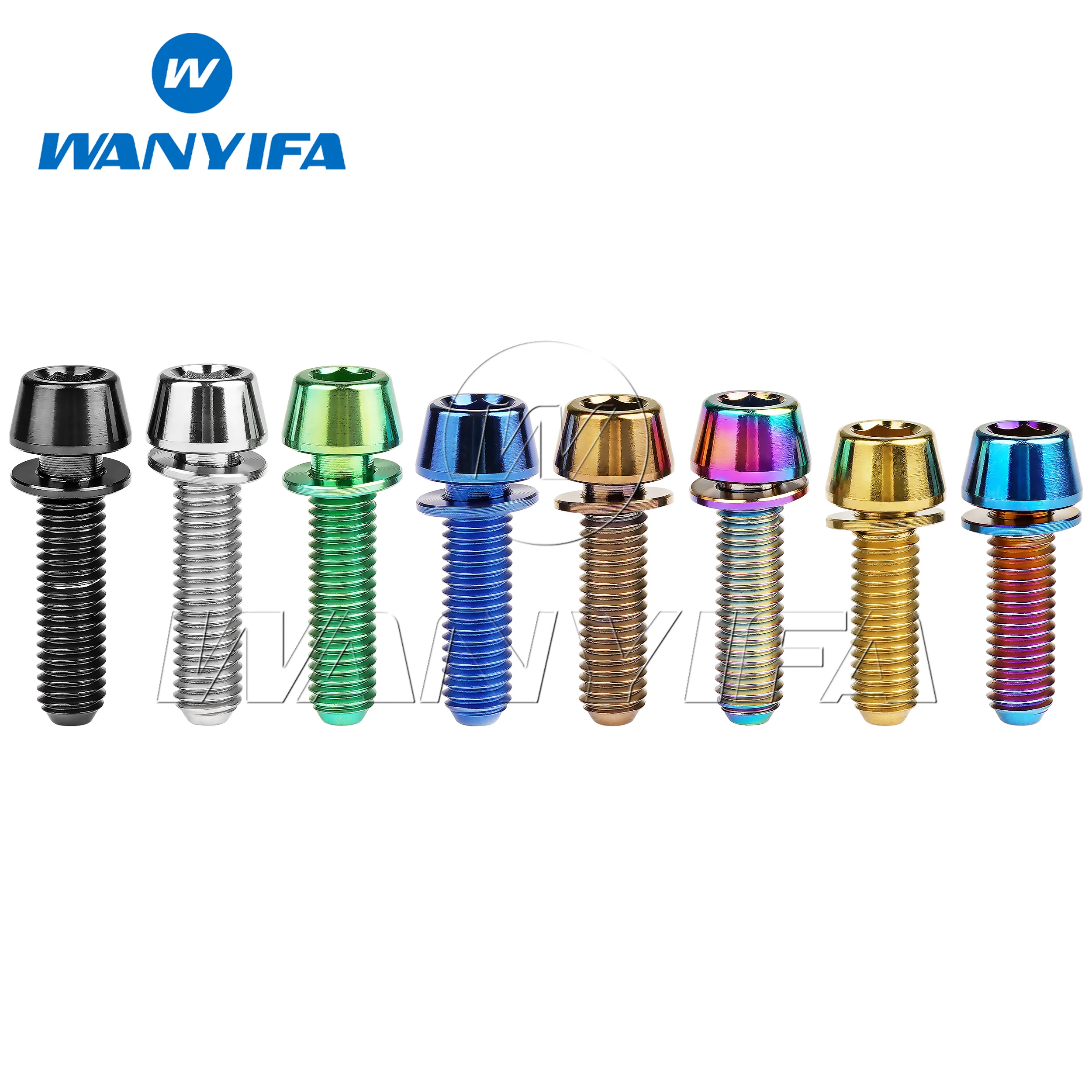 Wanyifa Titanium Bolt M5x16 M5x18 M5x20mm Conical Head Ti สกรูเครื่องซักผ้าสําหรับจักรยานลําต้น