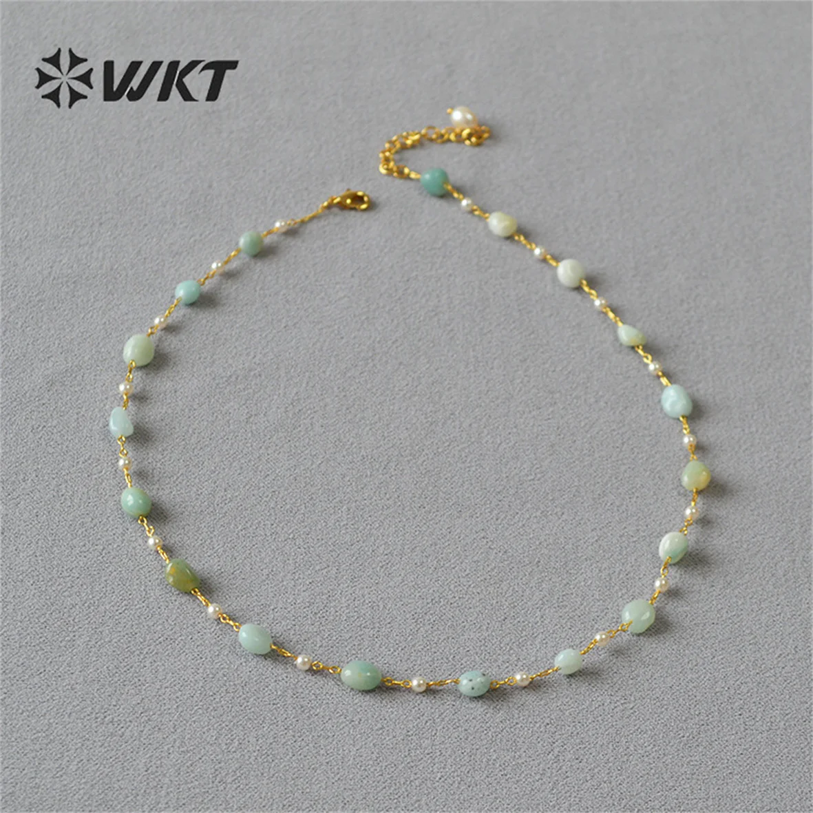 

WT-N1419 WKT 2023 beautiful style Agate&Amazonite&Amethyst high quality necklace women gift party exquisite Noble necklace hot