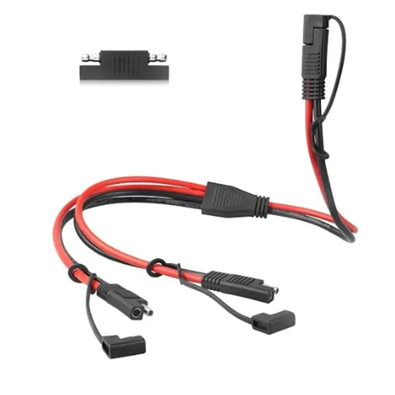 A11M-SAE 1 To 2 14AWG Y Splitter Connector Cable, DC Power Automotive Extension Cable With A Reverse Polarity Adapter