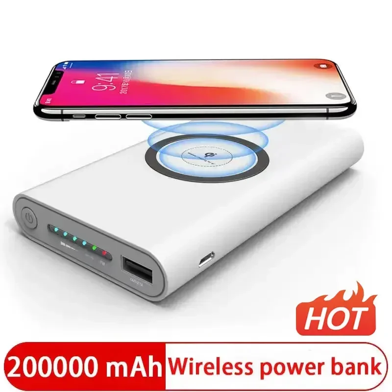 

200000mAh Wireless PowerBank TwoWay Wireless Fast Charging Powerbank Portable Charger Type-C External Battery For IPhone Samsung