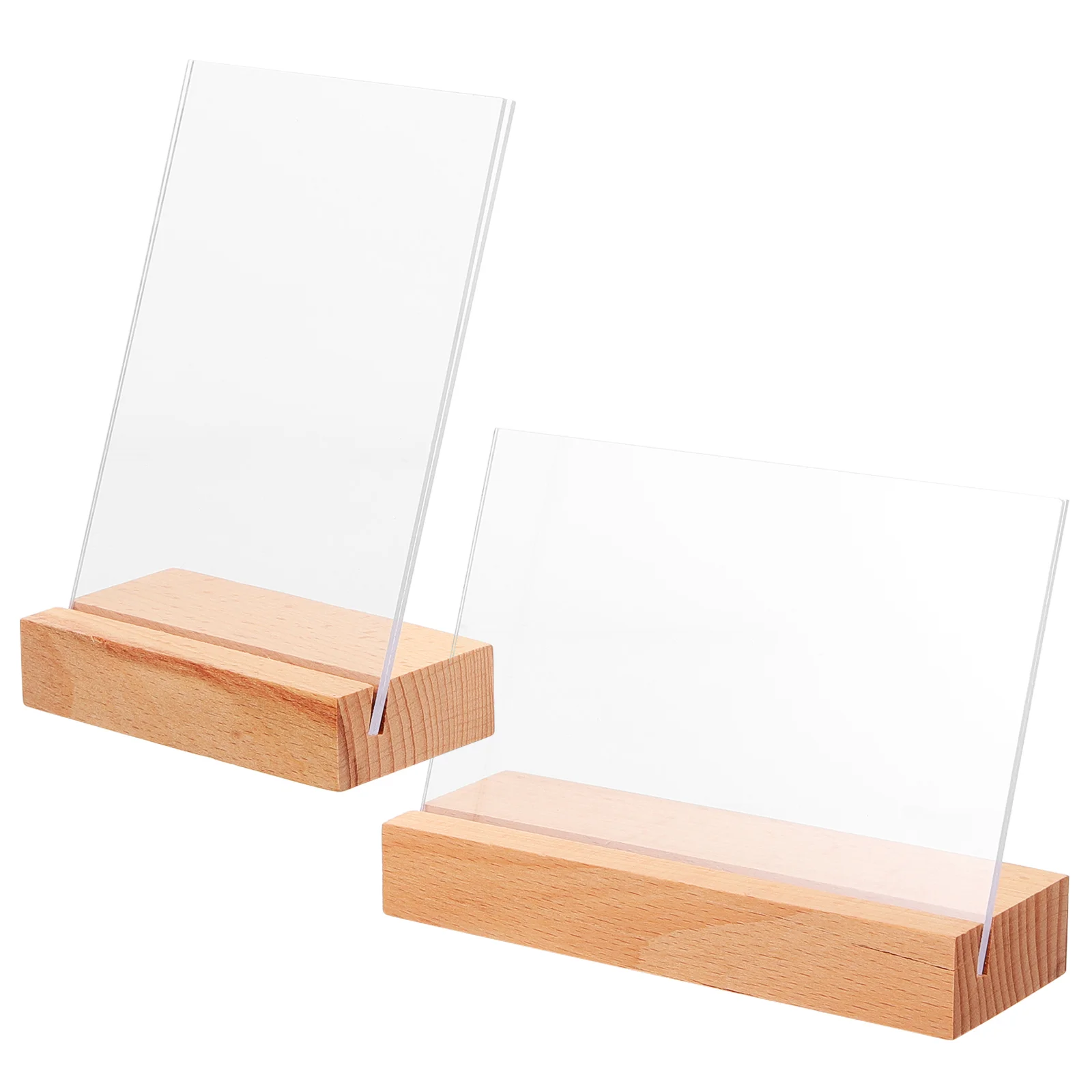 

2 Pcs Beech Acrylic Photo Frame Table Gift Frames Stand Double Sided Picture Vertical Standing Party Favors Alloy