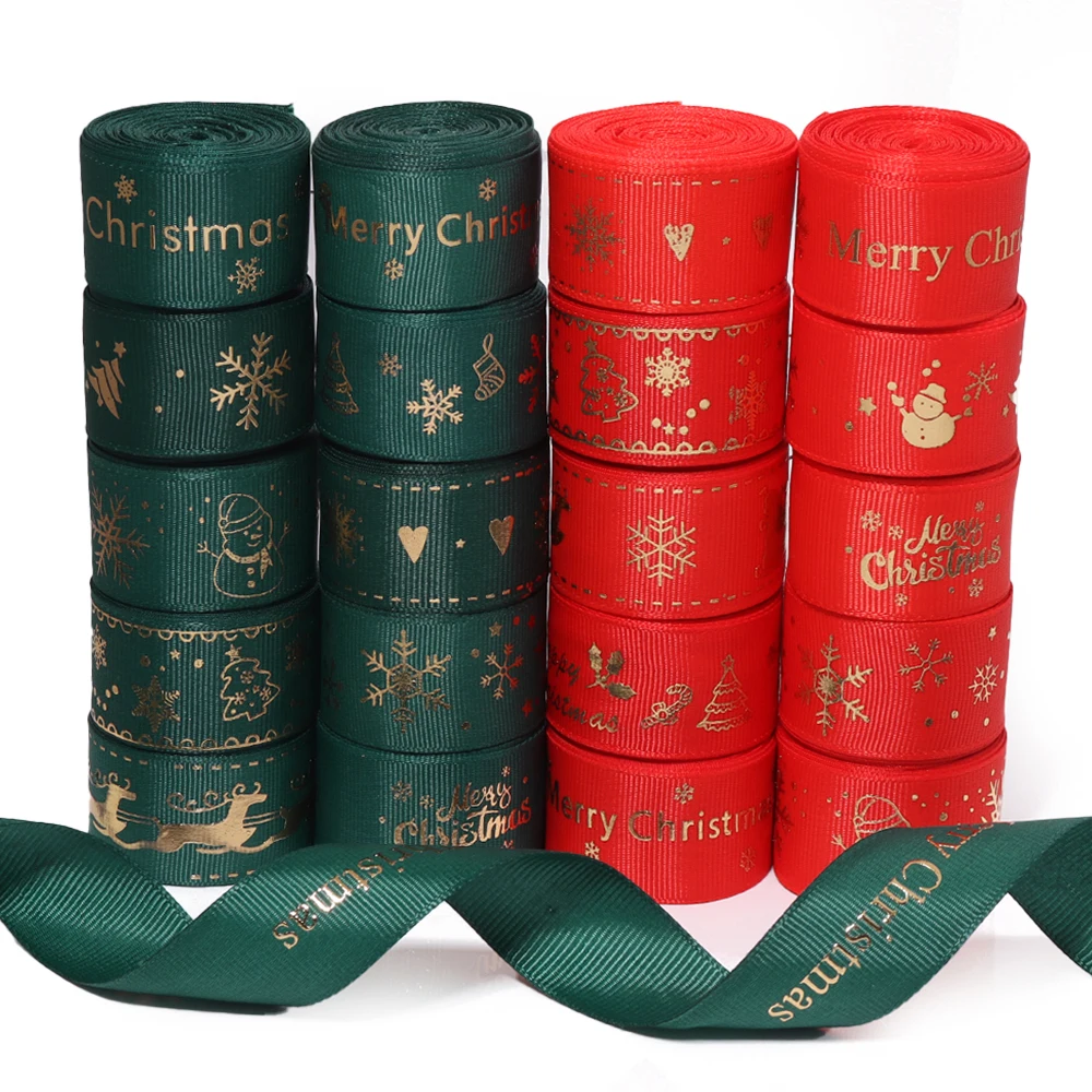 5 Yards 25mm 1 Zoll Weihnachtsband Bedrucktes Weihnachts-Polyesterband für DIY-Geschenkverpackung Handgemachtes Design Weihnachtsdekoration – Detail 6