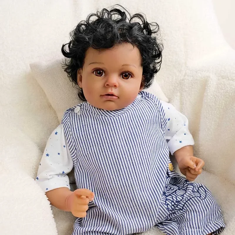 55 ซม.ผิว Arianna ตาสีน้ําตาลทารกแรกเกิดตุ๊กตาเด็กทารกสําหรับเด็กวันเกิด Xmas ของขวัญ