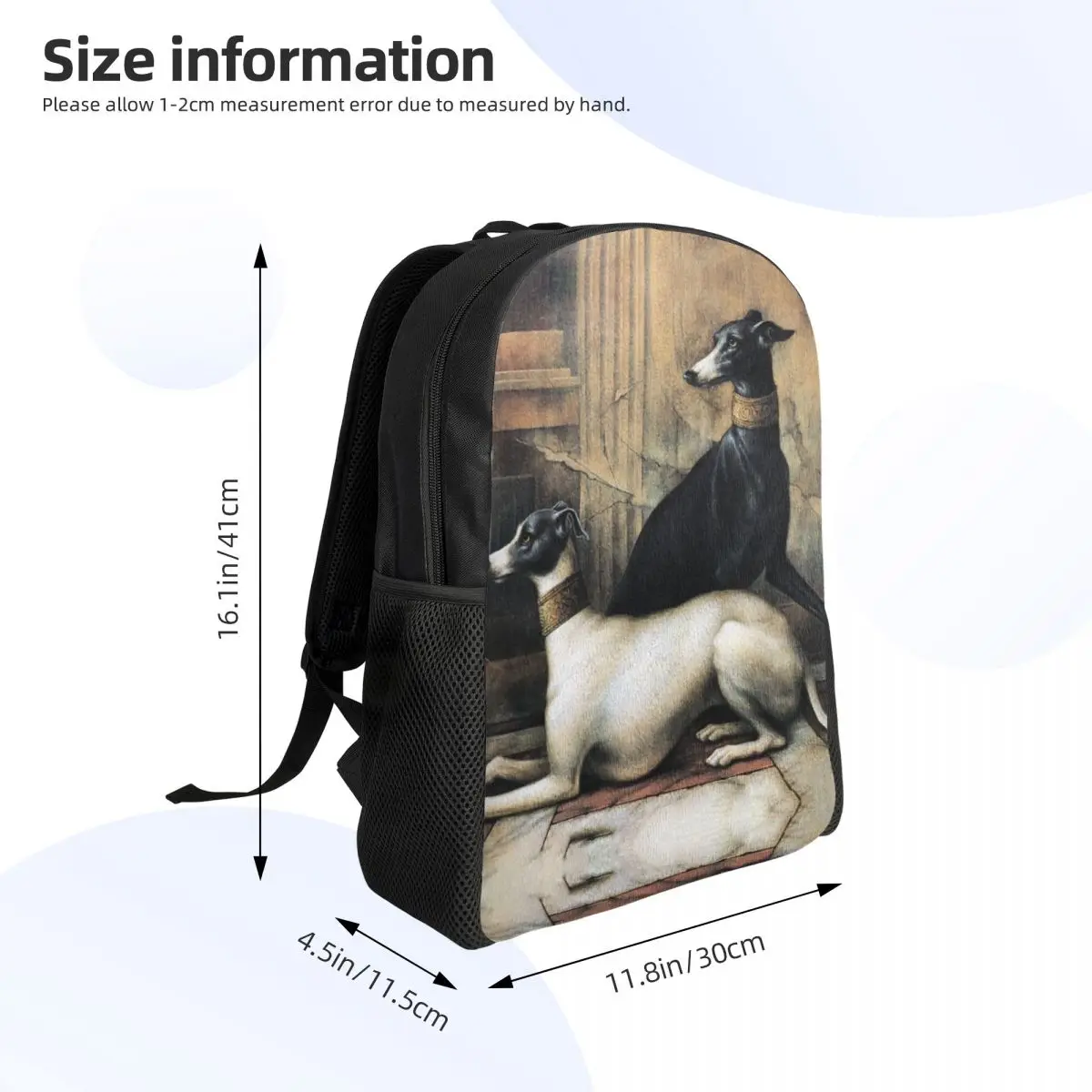 Levrieri con collari dorati zaino da viaggio donna uomo scuola Laptop Bookbag Sihthound Dog College Student Daypack Bags